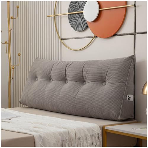 Coussin de lecture triangulaire contre le mal de dos dossier de lit gris - 2