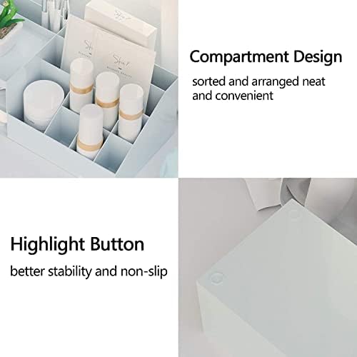 RUBRYKAZ Multifunction Cosmetic Storage Box, Makeup Organiser, Nail Polish Makeup Container Desktop, Sundries Storage Box, Mini Desk Storage for Office Supplies, Elegant Vanity Holder - White
