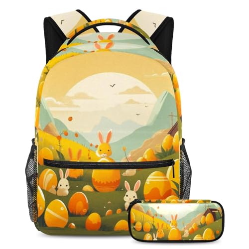 Cartable enfants lapin de Pâques jaune pour donner le goût d'apprendre aux garçons et filles