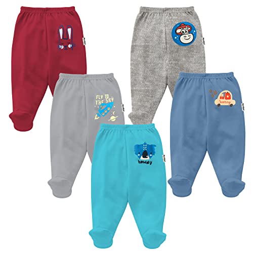Image of NammaBaby Baby Boy's Regular Fit Cotton Footies Leggings (Multicolour,3-6 Months)
