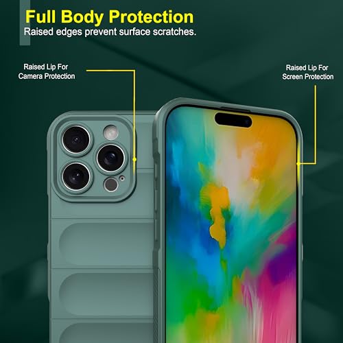 Image of amazon basics Back Case Cover for iPhone 16 Pro Max | Compatible for iPhone 16 Pro Max Back Cover | Liquid Silicon Magic Case with Camera Protection | Dark Green