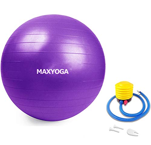 MAXDIRECT MAXYOGA® Pelota de Ejercicio Anti-Burst para Yoga, Equilibrio, Fitness, Entrenamiento, Balon Ejercicio Anti-explosión de 65cm, incluidos Bomba de Aire.