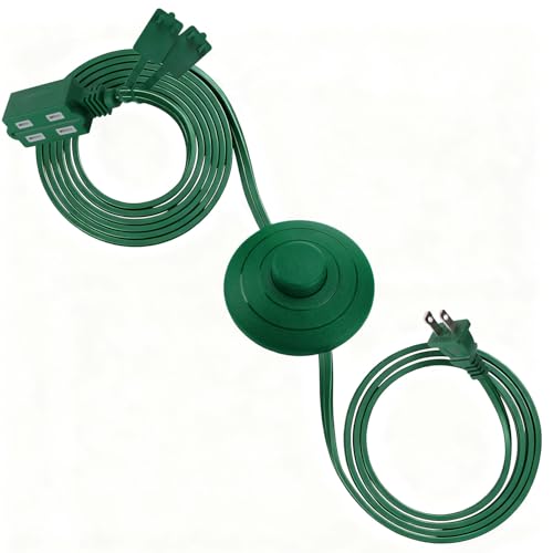 Alphatool Extensão Elétrica com Interruptor de Pé E 3 Tomadas - 2,74 M (9 Pés), Verde, com Interruptor Liga/Desliga de Pé, 16 Awg, 1625 W, 13 A/120 V