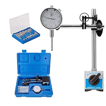 Dial Indicator with Magnetic Base Holder, 0-1.0" Range, Fine Adjustable, 0.001" Precision