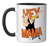 Johnny Bravo Hey Mama Ceramic Mug, Black/White