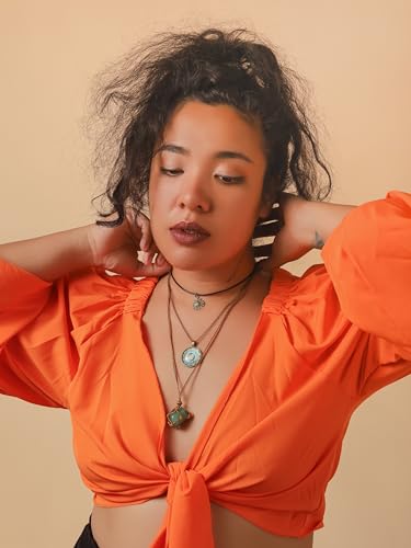 MINACHI Bohemian Retro Style Multi Layer Necklace, Green Crystal Sun and Floral Pendant, Ethnic Jewelry for Women2