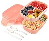Caperci Stackable Bento Box Adult Lunch Box - 3 Layers All-in-One Lunch Containers with Multiple...