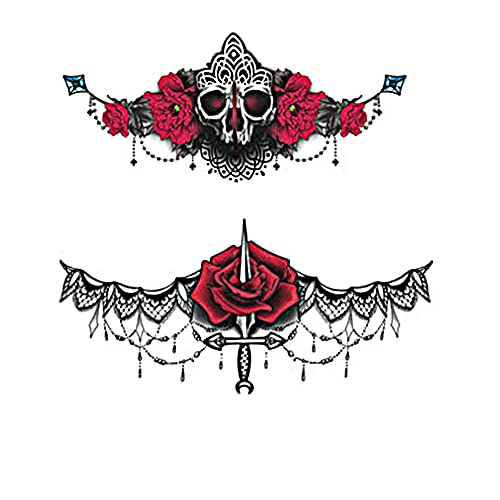 Pinkiou Tijdelijke tatoeages stickers vrouwen halsketting design body make-up sticker voor zomer strand zwembad (6 vellen) - Image 6