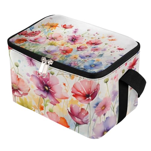 GzLeyigou Lunch Bags for Women Men 9 Cans,Botanical Wild Flowers Hot & Cold Food Delivery Bag Insulated Grocery Bag Insulated Lunch Box Floral Cooler Bag for Office Work Picnic Beach