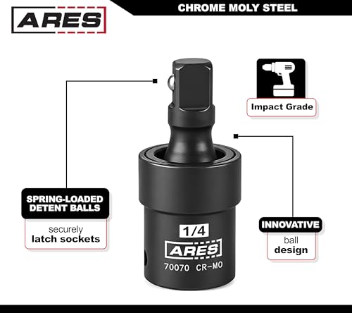 Image of ARES 70073 3-Pc Impact Universal Joint Set - 1 /4, 3 /8, 1 /2-In Drive