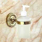 Portarrollos Papel HigiéNico BañO con Tapa, Cristal LatóN Macizo Cromado Pared Toallas Accesorios Lujo Conjunto Base Oro,Wie Gezeigt-Seifenspender