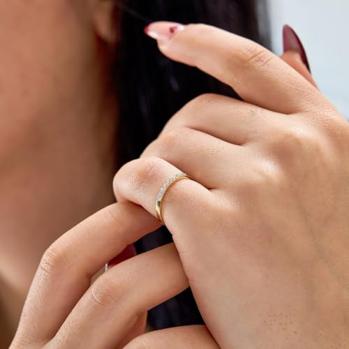 Bague semi-éternité en argent 925 plaqué or jaune et pierres de naissance - 2