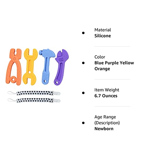 Haili Baby Teething Toys For 0-6 Months 6-12 Months, Freezer Bpa Free Silicone Baby Molar Teether Chew Toys, Hammer Wrench Spanner Pliers Shape Baby Boy Toys #TOP6