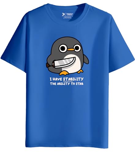 Image of XENOVAURBAN Men's Graphic Printed RN-Penguin Round Neck Regular and Plus Size Cotton T-Shirt