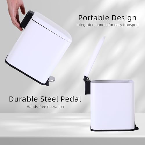 Bote de basura pequeño para baño con tapa 5L acero inoxidable pack 2 miniatura 5