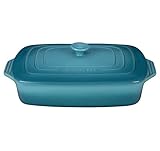 Le Creuset Stoneware Covered Rectangular Casserole, 12.5 by 8.5-Inch, Caribbean