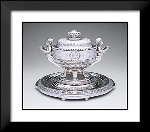 ArtDirect Francois-Thomas Germain 22x20 Black Modern Framed and Double Matted Art Print Titled Tureen and Stand