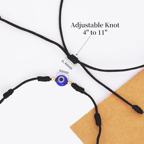 9pcs Evil Eye 7 Knot Lucky Bracelets, Rakhi for Brother and Bhabhi Adjustable Red String Amulet for Women Men with Gold Bead, Protection Jewelry Hand Bracelet3