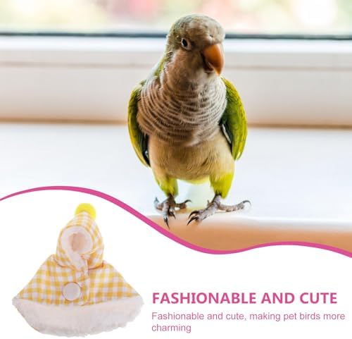 Toddmomy Plush Parrot Cape for Pet Birds and Parakeets, Soft and Comfortable Warm Winter Bird Clothes with Stylish Yellow Plaid Design, for Outdoor Activities and Gentle on Skin - 2