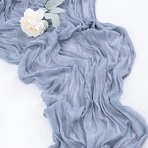 Socomi Cheesecloth Table Runner 10ft Gauze Boho Rustic Dusty Blue Cheese Cloth Table Runner for Baby Shower Decoration Wedding Easter Summer Table Runner 10pcs Dusty Blue - 5
