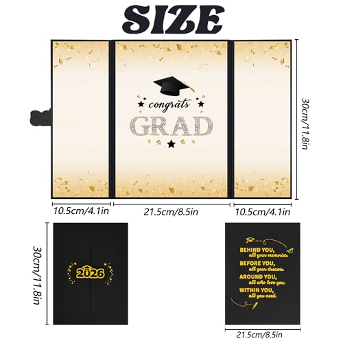 Image of Vlipoeasn 2026 Graduation Guest Book Alternative, Black Gold Class of 2026 Graduation Party Decorations, Graduation Signature Book for 2026 College High School, Unique Graduation Gifts for Friends