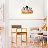 GIGGI Large Metal & Rope Light Shade, Retro Black Lamp Shade with Jute Rope Lamp Shades Ceiling, Rattan Lampshade, Pendant Lampshades for Ceiling Lights, Living Rooms, Kitchen, Bedroom, Hallways - Image 7