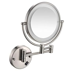 LED Makeup Vanity Mirror,Two-Sided Wall Mounted Beauty Mirror Magnification Bathroom Mirror 360°Swivel Extendable Cosmetic Mirror Hardwired Connection 8inch,Black (Nickel 3X)