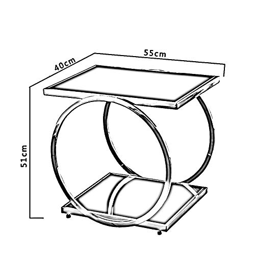 Table d'appoint de canapé en verre trempé et structure argentée chic