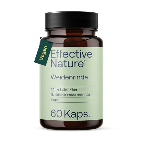 Weidenrinde-Kapseln - 60 Kapseln für 2 Monate - 200 mg Weidenrindenextrakt - Natürlicher Pflanzenextrakt - Mit 50 mg Salicin - 100% natürlich