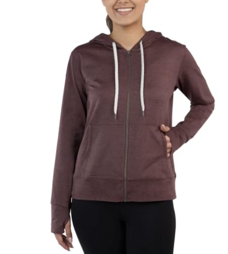 Kirkland Signature Women's Moisture Wicking Lightweight Full Zip Hooded Jacket with Thumbholes