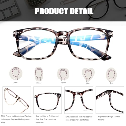 Image of Hycredi Kids Blue Light Blocking Glasses for Boys & Girls, Square Frame