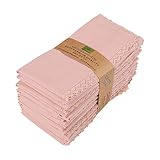 Grownhome Arts Blush Pink lace cotton linen 85%cotton 15%Linen 12 pcs set size-12x12 inches Dinner N