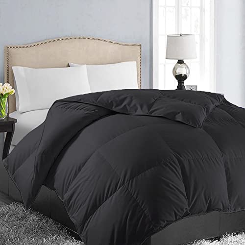 EASELAND California King Down Alternative Comforter - Quilted Duvet Insert for All Seasons, Soft Lightweight with Corner Tabs, Summer Winter Warm Bedding, Black 96x104 Inches