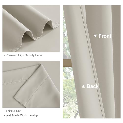 PONY DANCE Cream Blackout(70%-80%,Not 100%) Curtains 63 inch Long for Bedroom, Ivory Rod Pocket Thermal Insulated Room Darkening Living Room Privacy Window Drapes for Nursery, 42 x 63 inch, 2 Panels - Thumbnail 3