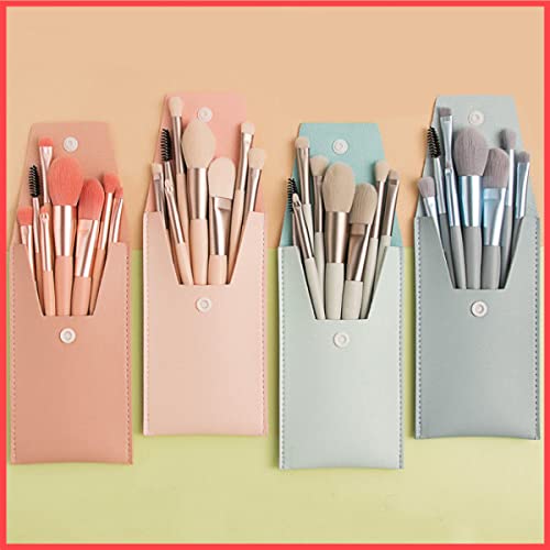 Wolpin Makeup Brush Set (8 Piece) Eyeshadow Brush with PU Bag Synthetic Bristle Foundation Face Powder Blush Makeup Brush Kit