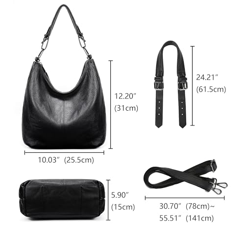 Image of YALUXE Women's Genuine Leather Shoulder Bags Slouchy Hobo Handbags Purses