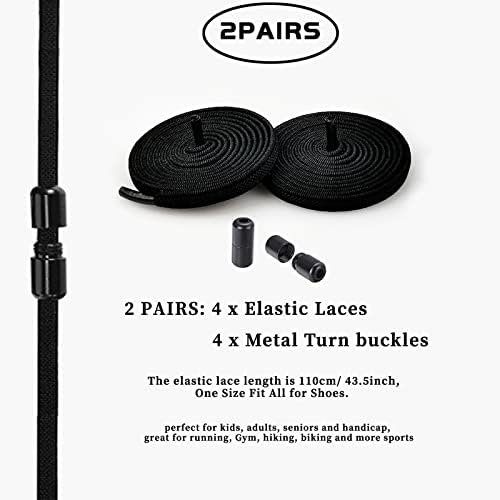 2 Pairs Shoelaces Black Elastic No Tie Shoe Laces for Adults, Kids and Elderly, One Size Fit All for Shoes. — view 3