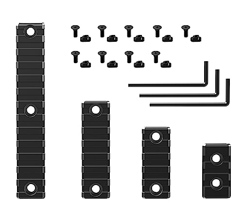 HEKAGURA Mloc Picatinny Rails Set, 3 5 7 13 Slot Aluminum Mlock Picatinny Rail Section Accessory with 9 T-Nuts & Screws, 3 Allen Wrench