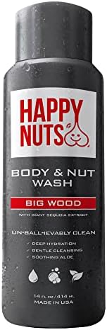 HAPPY NUTS Body and Nut Wash for Men - Big Wood - Natural Men's Shower Gel - Sandalwood Body Wash