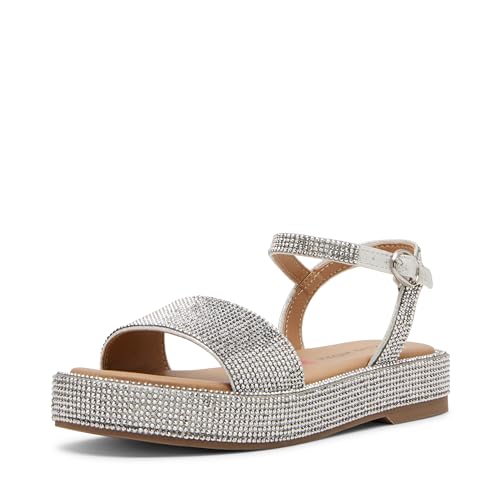Steve Madden Girls Shoes Girls Sweeter Wedge Sandal, Silver, 4 Big Kid