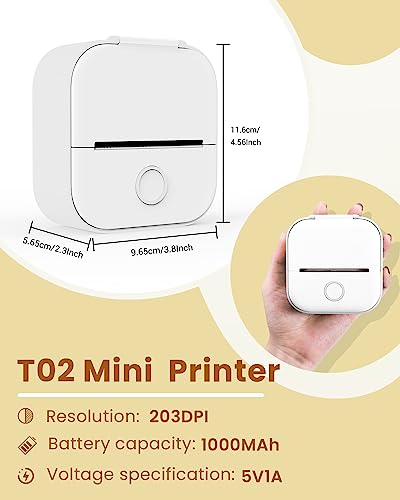 LabelCreate Impressora térmica portátil, mini impressora de adesivos T02, máquina de fazer adesivos
