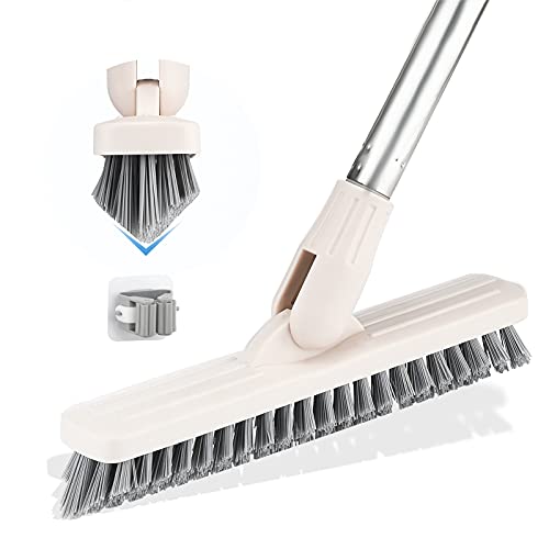 S Syxspecial Floor Scrub Brush with V-Shaped Bristles, Grout Brush with Long Handle - 40 inch, Household Cleaning Brush for Floor, Bathroom, Patio, Kitchen, Wall, Carpet and Deck…
