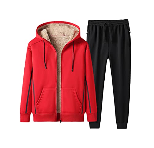 Survêtement homme rouge à capuche pour affronter le froid