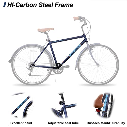 Hiland 700C Hybrid Bike For Men Women Step-Through Or Step-Over Frame Shimano 7Speeds Cruiser Bicycle #TOP1