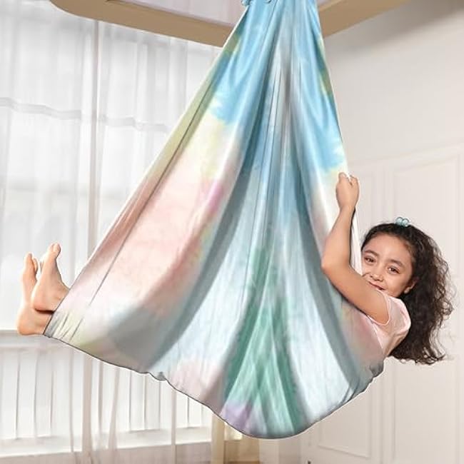 Aerial Hammock Yoga Swing, Yoga Swing Set for Adult Kids, Portable Inversion Sling Hammock Exercise Gear for Aerial Dance, Acrobatics