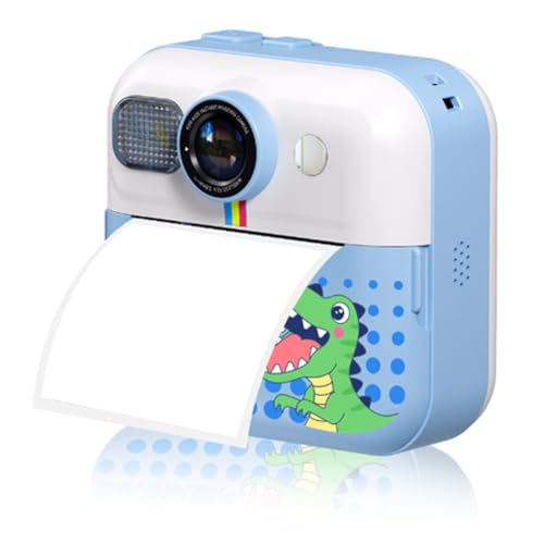 Kznifmk Mini Cámara de Impresión Instantánea para Niños de 1080p, Cámara de Fotos Digital de 32 G, Cámara de Impresión de Fotos de Juguete con 3 Rollos de Papel de Impresión para Niños, B