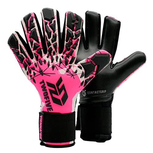 TWOFIVE Guantes de Portero Fútbol Profesionales Vienna'08 Pro - Guantes de Arquero para Niños, Adultos - Guantes Reforzados de Goma 3D - Corte Negativo (Talla 6)