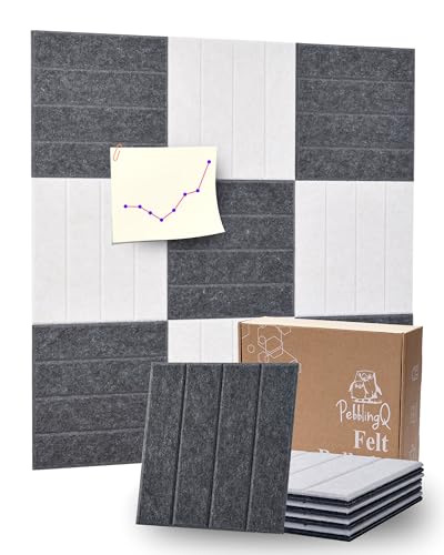 Felt Bulletin Board Wall Tiles, Modular Acoustic Panels for Office, Meeting Room, Studio, Wall Decor with Removable Adhesive Dots, Cork Tiles Alternative, 11.8”x11.8”, 9 Pack (Flowly Parallei)