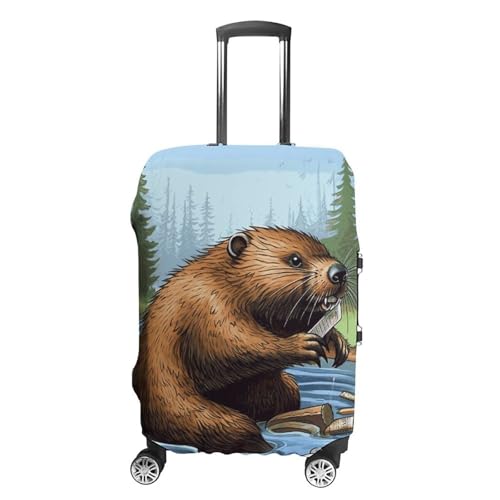 Travel Luggage Cover Elastic Suitcase Protector Anti-Scratch Washable Busy Beaver Cartoon Luggage Sleeve Tsa Approved Carry on Covers Baggage Cover Fits 18-32 Inch Luggages