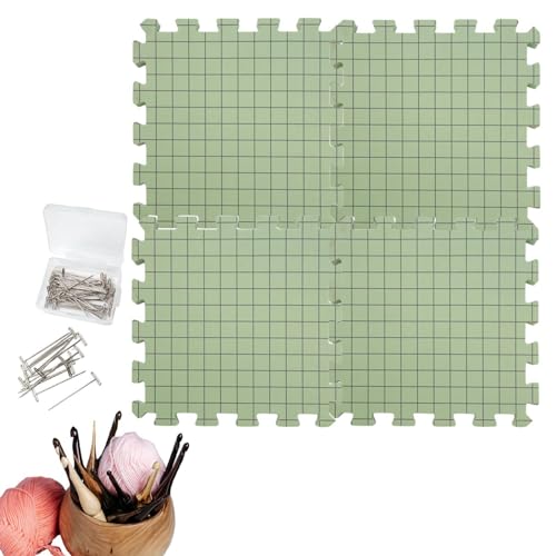 Esteras de bloqueo de ganchillo, esteras tensoras con rejilla, alfombrillas para tensar con 50 agujas en T, para tejer encaje de ganchillo, tablas de tejer de espuma para ganchillo, juego de base